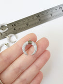 1 x Platinum Plated Crescent Moon Pendant with Cubic Zirconia, 19x18mm