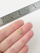 4 x 18K Gold Plated Northern Star Charms, 11x14mm (0162)