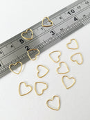 10 x Gold Plated Stainless Steel Heart Connectors, 10x10.5mm (0118)