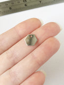 8 x Platinum Plated Brass Shiny Hexagon Charms, 10.5x12mm (0107)