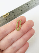 8 x Gold Plated Textured Oval Connectors, 8x19mm Pill Shape Jewellery Links (0496)