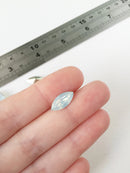 24 x 7x15mm White Opal Navette Rhinestone, Foiled Back Crystals (0615)
