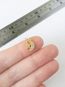 1 x 18K Gold Plated Crescent Moon and Star Charm with Cubic Zirconia, 12.5x10mm (0457)