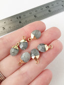 1 x Faceted Labradorite Gemstone Pendant, 14x8mm (0425)