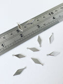 6 x Real Platinum Plated Rhombus Charms, 16x5.5mm (0439)