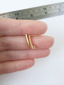 1 pair x Gold Plated Stainless Steel Bar Earring Studs with Loop (0444)