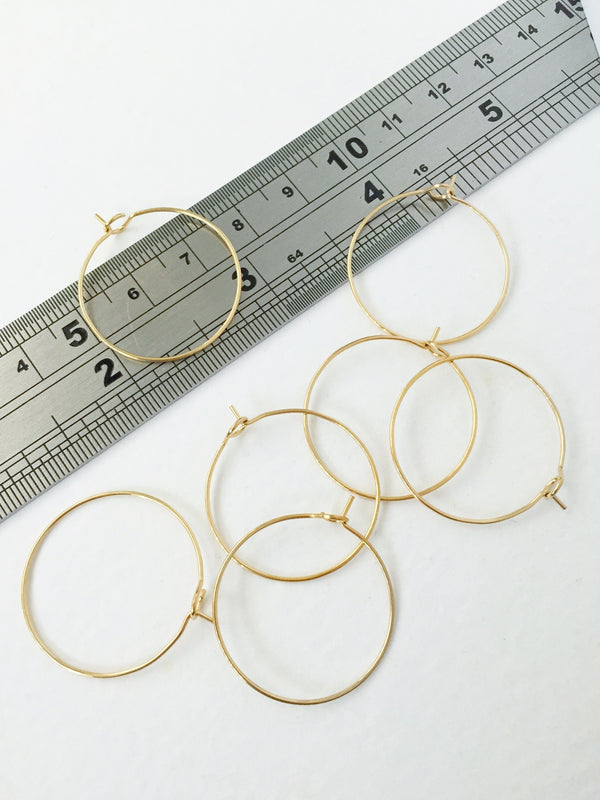 3 pairs x Gold Plated Stainless Steel Hoop Earring Wire, 25mm (3101)