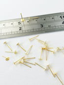 20 pairs x 4mm Gold Plated Flat Pad Earring Studs, Earring Blanks (0401)