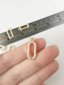 4 x Gold Plated Pearl Pendants, 21x9mm (0781)