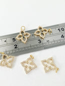 1 x 18K Gold Plated Quatrefoil Pendant with Cubic Zirconia, 18.5x16.5mm