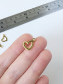 8 x Gold Plated Stainless Steel Open Heart Charms, 15x13mm