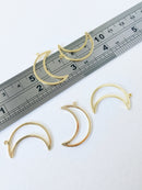 1 x 18K Gold Plated Crescent Moon Open Bezel Pendant, 26x17mm (0358)
