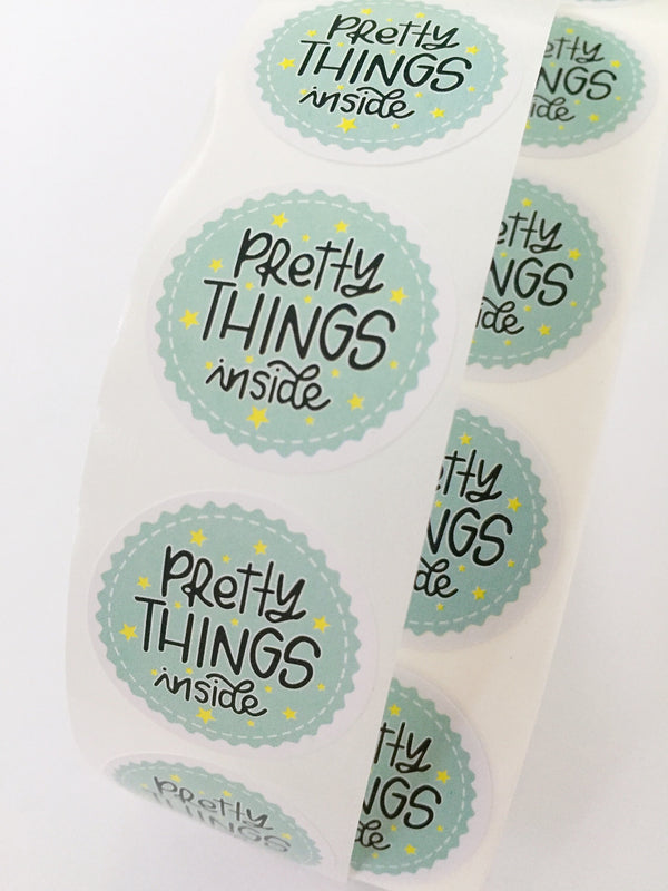 100 x Pretty Things Inside Stickers, Round 2.5cm Stickers