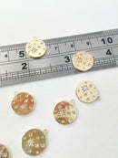 1 x 18K Gold Plated Coin Shaped Star Pendant with Cubic Zirconia, 13x11mm (0122)