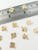 2 x 18K Gold Plated Four Leaf Clover Charms, 10x9mm (0142G)