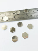 8 x Platinum Plated Brass Shiny Hexagon Charms, 10.5x12mm (0107)