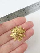 2 x 27mm Raw Brass Multi Petal Flower Beads (0733)