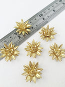 2 x 27mm Raw Brass Multi Petal Flower Beads (0733)