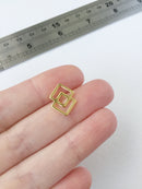 8 x Gold Stainless Steel Double Rhombus Connectors, 11x16mm (0804G)