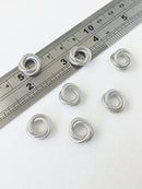4 x Rhodium Plated Triple Ring Connectors, 21mm Textured Interlinking Rings