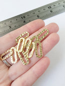 8 x Gold Plated Textured Oval Connectors, 8x19mm Pill Shape Jewellery Links (0496)