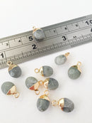 1 x Faceted Labradorite Gemstone Pendant, 14x8mm (0425)