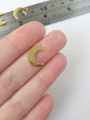 8 x Gold Plated Stainless Steel Crescent Moon Charms, 16x11mm (0442)