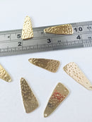2 x 18K Gold Plated Textured Triangle Pendants, 26x11mm (0445)
