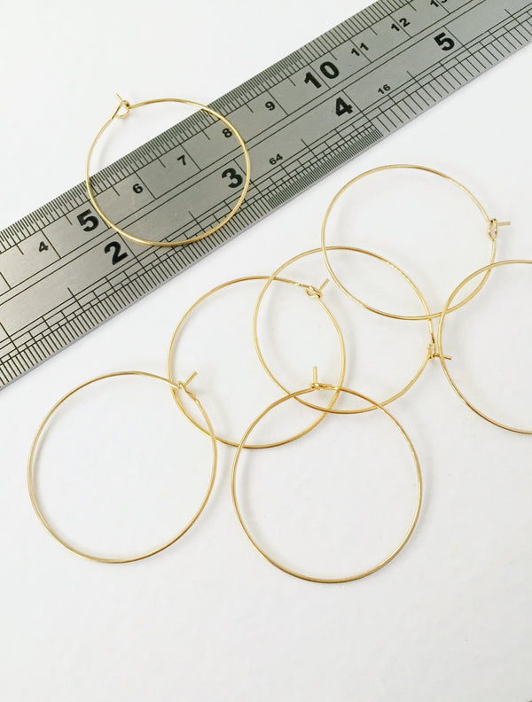 3 pairs x Gold Plated Stainless Steel Hoop Earring Wire, 30x35mm (3104)