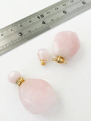 1 x Rose Quartz Perfume Bottle Pendant, 40x25mm (0399)