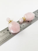 1 x Rose Quartz Perfume Bottle Pendant, 40x25mm (0399)