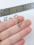 10 x Stainless Steel Rhombus Connectors, 16.5x12.5mm Open Rhombus Links (0347)