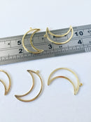 1 x 18K Gold Plated Crescent Moon Open Bezel Pendant, 26x17mm (0358)