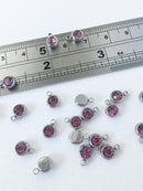 10 x Stainless Steel Pink Crystal Charms, 8x6mm (0362)