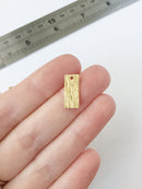 10 x Textured Raw Brass Rectangle Pendants, 16x7mm (0792)