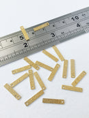 10 x Shimmering Raw Brass Rectangle Pendants, 15x3mm (0800)