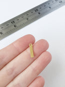 10 x Shimmering Raw Brass Rectangle Pendants, 15x3mm (0800)