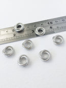 4 x Rhodium Plated Triple Ring Connectors, 21mm Textured Interlinking Rings