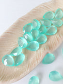 24 x 10x14mm Frosted Aquamarine Teardrop Rhinestones (0955)
