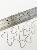 10 x Platinum Heart Connectors, 14x12.5mm (0921)