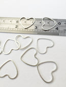 12 x Platinum Heart Connectors, 19x21mm Silver Tone Heart Linking Rings (0911)