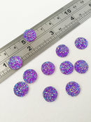 20 x Round Iridescent Purple Druzy Imitation Cabochons, 12mm (0906)