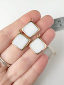 1 x Gold Framed Rhombus Shell Charm, 23x20mm (0532)