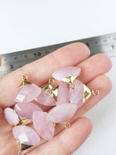 1 x Faceted Rose Quartz Fan Pendant, 19x20mm (0587)
