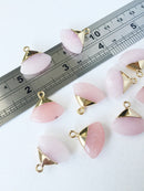 1 x Faceted Pink Jade Fan Pendant, 19x20mm (0586)