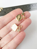 1 x 18K Gold Mother of Pearl Scallop Shell Pendant with CZ, 20x15mm (0540)