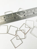 10 x Platinum Open Square Connectors, 20mm (2461)