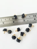 1 x Tiny Black Agate Pendant, 12x8mm Minimalist Agate Charm (0583)