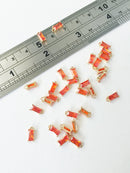 2 x Tiny Blood Orange Baguette Cut Crystal Charms, 4x8mm (1006)