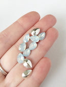 24 x 7x10mm White Opal Teardrop Rhinestones, Foiled Back (0889)